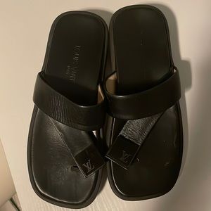 Authentic Louis Vuitton Black Leather Sandals